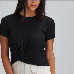 Marine Layer Black Lexi Twist Front Short Sleeve Tee Top XS
